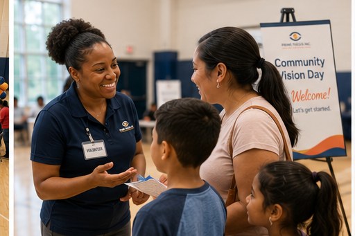 Volunteers guiding first-time visitors